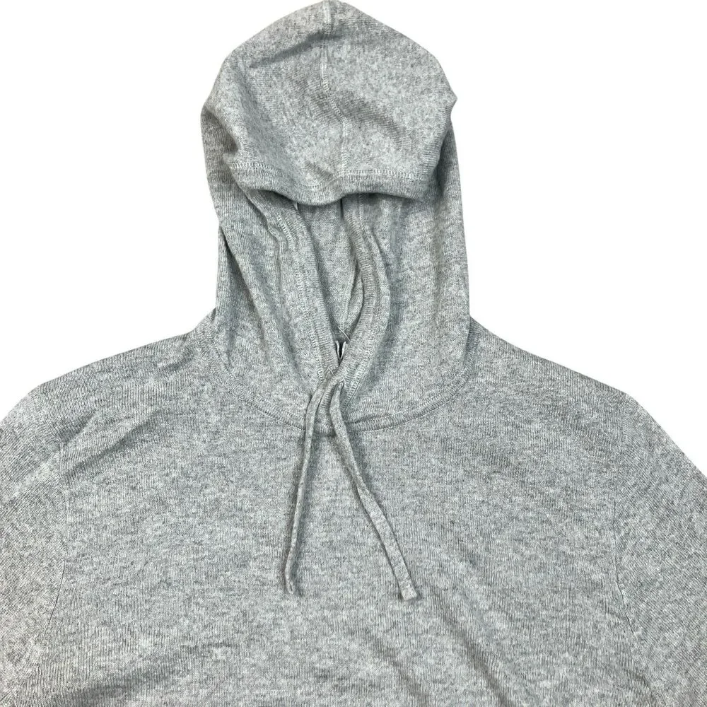 J Crew Cashmere Hoodie Mens L Gray Waffle Knit Minimalist Luxury Sweater BC474